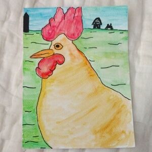 "Ruling The Roost" Water Color Painting (Small)